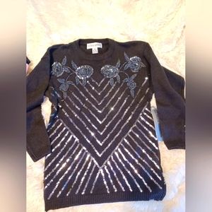 Beautiful,  custom beaded vintage sweater  Black, crewneck,  Size Small